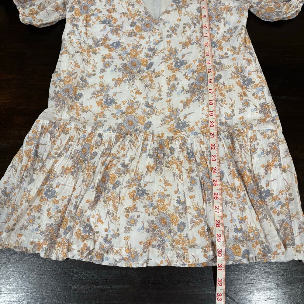 Abercrombie & Fitch Floral Puff Sleeve Cotton Mini Dress S Cottage Milkmaid - Picture 5 of 6